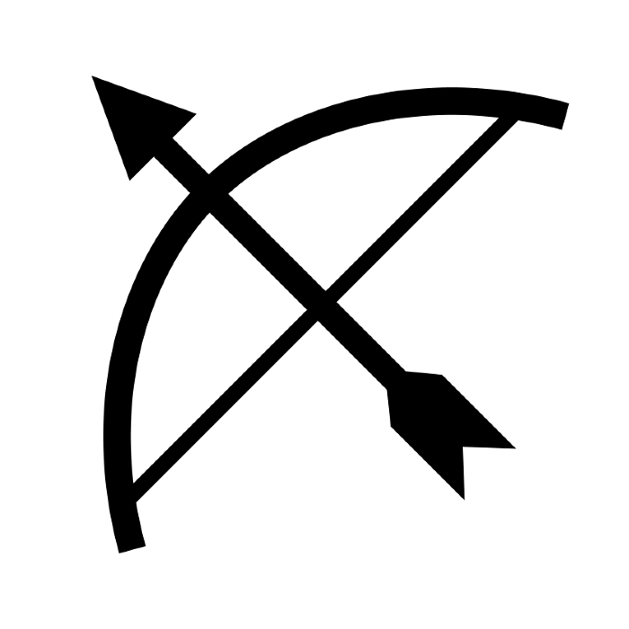 Old bow and arrow icons and weapons
