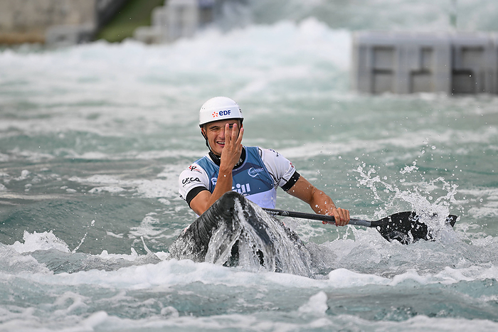 Nicolas Gestin completes his run in the Mens Canoe Final to take second place during the ICF Canoe Slalom World Champion Nicolas Gestin completes his run in the Mens Canoe Final to take second place during the ICF Canoe Slalom World Championships at Lee Valley White Water Centre, London, United Kingdom on 22 September 2023. Copyright: xPhilxHutchinsonx 38390211