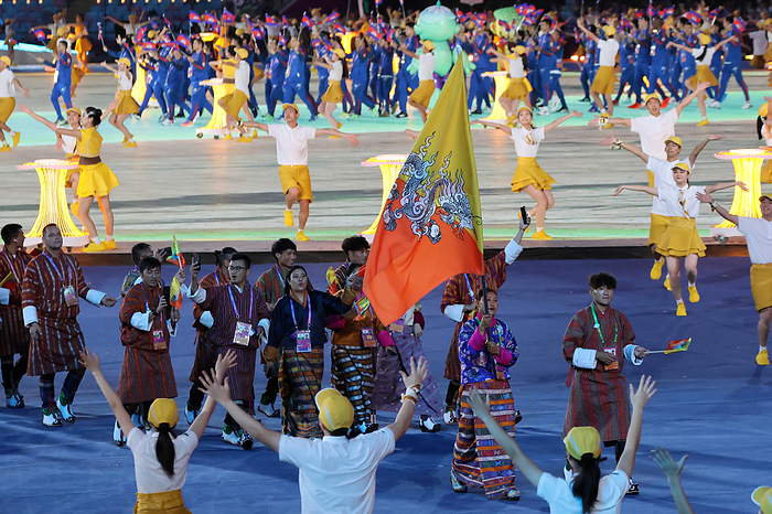 Hangzhou Asian Games 2022 Opening Ceremony Bhutan Delegation  BTN  september 23, 2023 : opening ceremony Opening Ceremony at Hangzhou Olympic Sports Centre Stadium during the 2022 China Hangzhou Asian Games  Photo by AFLO SPORT   Photo by AFLO SPORT 