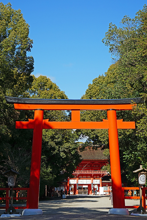 World Heritage Site Shimogamo jinja Shrine Second torii gate and tower gate  back  Kyoto Pref.                                
