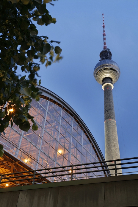 Berlin Tower, Germany Bahnhof Alexanderplatz station and Fernsehturm TV tower at the blue hour, Mitte district, Berlin, Germany, Europe  Keyword: Alexanderplatz and architecture at atmosphere attraction attractions Bahnhof Berlin blue building buildings concourse concourses district Europe European evening exterior exteriors famous Federal Fernsehturm FRG Germany Germany hour known Mitte modern mood nobody of outdoor photo photos rail railway renowned Republic seeing shot shots sight sights site sites station stations telecommunication telecommunications television the tourist tower towers train TV well well known worth