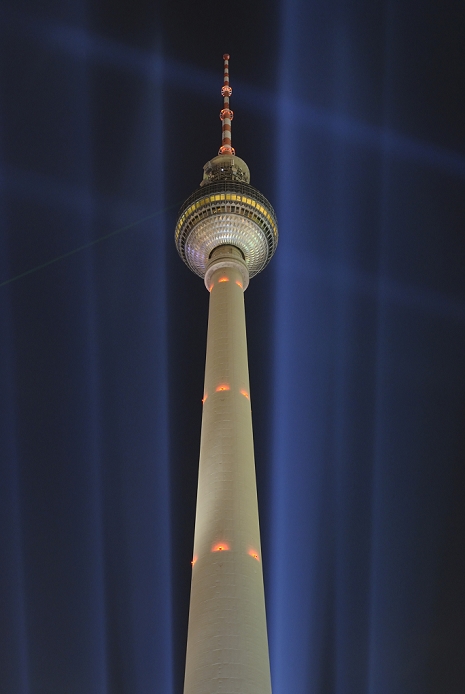 Berlin Tower, Germany Fernsehturm television tower at the Alexanderplatz square, Festival of Lights, Berlin, Germany, Europe  Keyword: Alexanderplatz architecture at atmosphere Berlin building buildings capital capitals cities cities Europe European evening exterior exteriors Federal Fernsehturm Festival FRG Germany Germany illuminated illumination illuminations lighting Lights lit mood night night time nights nighttime nobody of outdoor photo photograph photographs Republic shot shots square telecommunication telecommunications television the time tower towers TV up