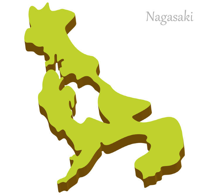 3D map of Nagasaki Prefecture, simple and natural