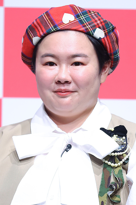 Missed Gohan new product tasting presentation Comedian Yasuko attended as a talk guest and tasted  Pizzatta. A major doughnut chain  Missed Gohan New Product Tasting Presentation  was held in Tokyo, Japan, September 25, 2023.  Photo by Pasya AFLO 