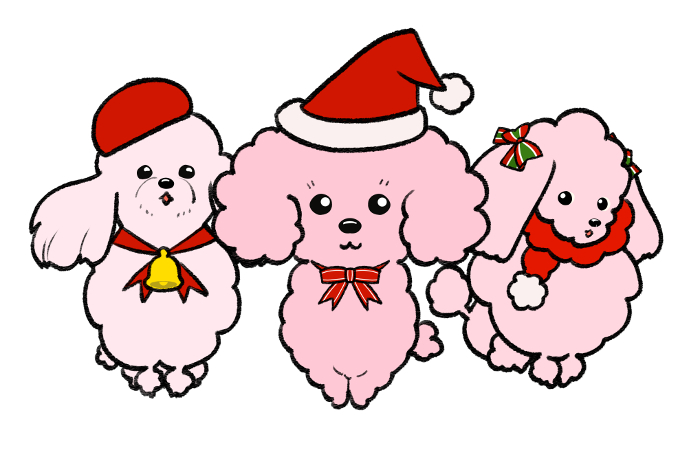 Pink Christmas Poodles