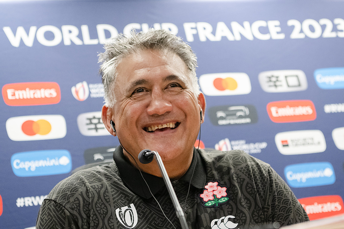 2023 Rugby World Cup Japan s Head Coach Jamie Joseph attends a press conference during the 2023 Rugby World Cup at the Ernest Wallon Stadium in Toulouse, France, on September26, 2023.  Photo by Yuka Shiga AFLO 