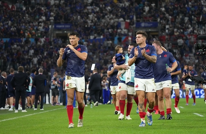 2023 Rugby World Cup France players after the 2023 Rugby World Cup Pool A match between France and Namibia at the Stade Velodrome in Marseille, France on September 21, 2023.  Photo by FAR EAST PRESS AFLO 