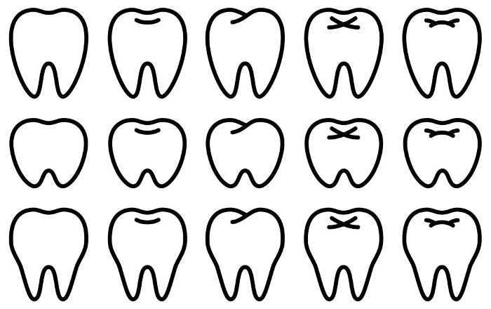 Vector illustration set of black and white teeth