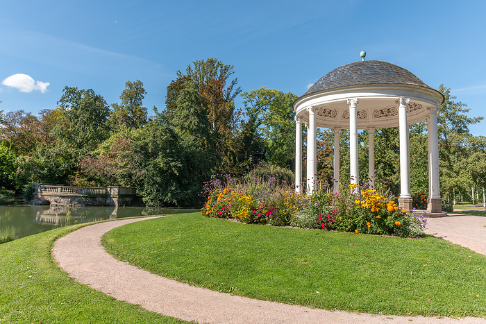 Circular temple, known as Temple of Love  early 19th century  in neoclassical style. Parc de l Orangerie in Strasbourg. Circular temple, known as Temple of Love  early 19th century  in neoclassical style. Parc de l Orangerie in Strasbourg., by Zoonar Christian Dec