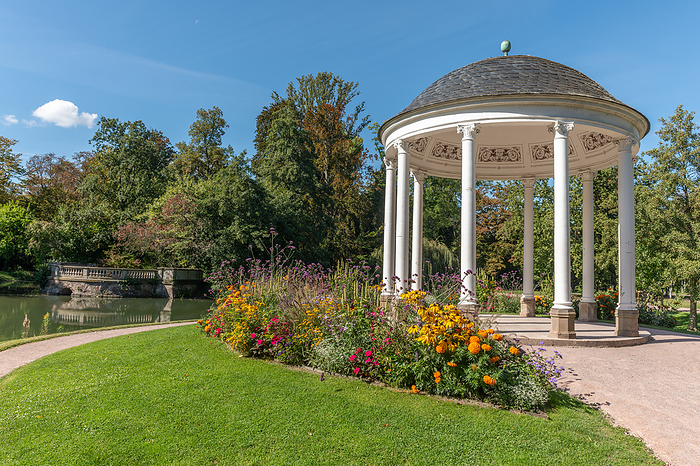 Circular temple, known as Temple of Love  early 19th century  in neoclassical style. Parc de l Orangerie in Strasbourg. Circular temple, known as Temple of Love  early 19th century  in neoclassical style. Parc de l Orangerie in Strasbourg., by Zoonar Christian Dec