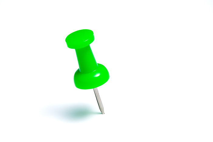 Green push pin or thumbtack Green push pin or thumbtack, by Zoonar Marcus Friedr