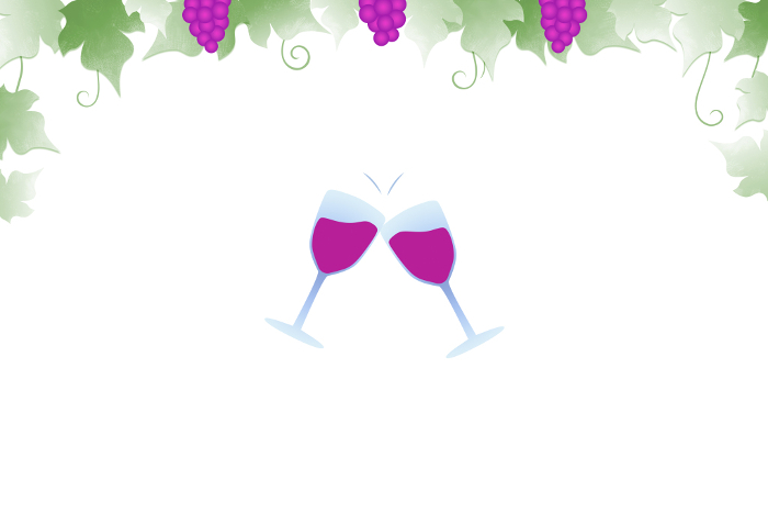 Clip art background of red wine and grapes, toast with a glass of wine
