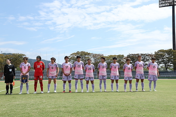 Japan women s national soccer team training match Japan team group line up before a training match against Argentina at Honjo Athletic Stadium in Fukuoka, Japan, September 26, 2023.  Photo by JFA AFLO 