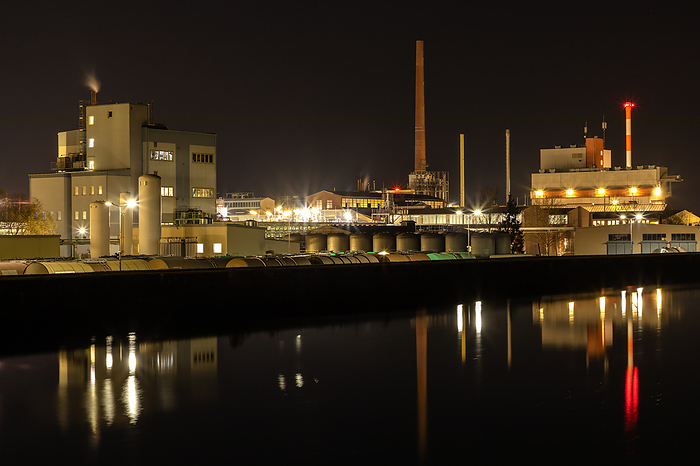 Chemical industry at Lech canal near Augsburg, Germany at night Chemical industry at Lech canal near Augsburg, Germany at night, by Zoonar ROBERT JANK