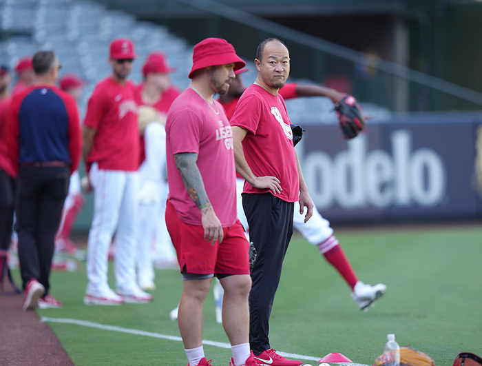 Yoichi Terada Los Angeles Angels team massage therapist Yoichi Terada is seen before the Major League Baseball game at Angel Stadium in Anaheim, US on September 7, 2023.  Photo by AFLO 