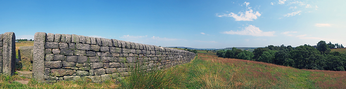 panoramic rural summer scene with a gate in a long stone wall surrounded by meadow grass with tree and west yorkshire dales hills in the distance panoramic rural summer scene with a gate in a long stone wall surrounded by meadow grass with tree and west yorkshire dales hills in the distance, by Zoonar PHILIP_OPENSH
