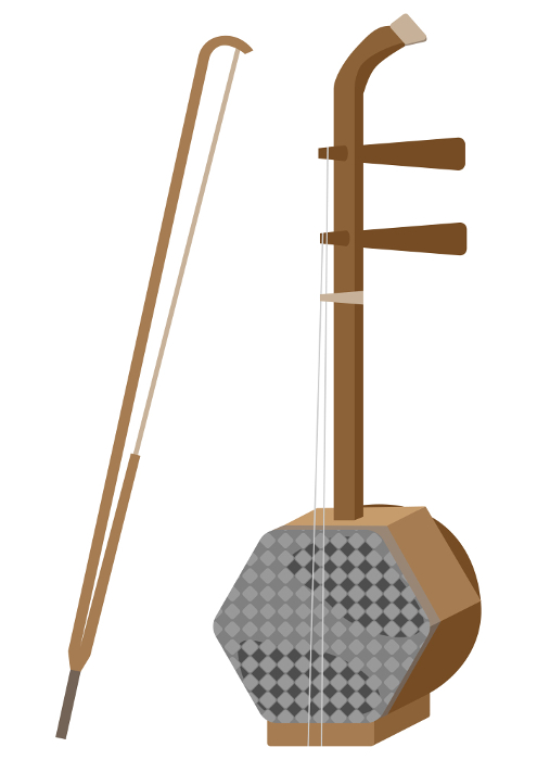 Illustration set of erhu, a musical instrument