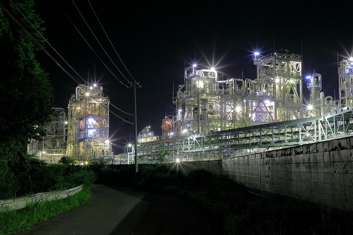 Night view of factories in Itoigawa Niigata
