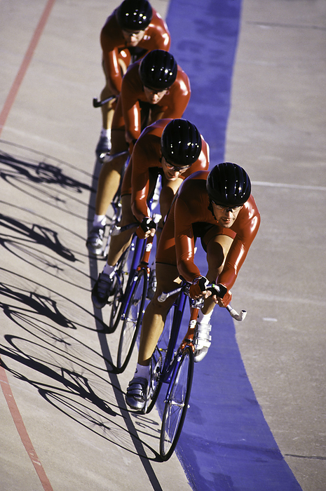 CYCLING VELODROME Cycling Velodrome, Male cycling team racing on the velodrome track., by Copyright Duomo 1995