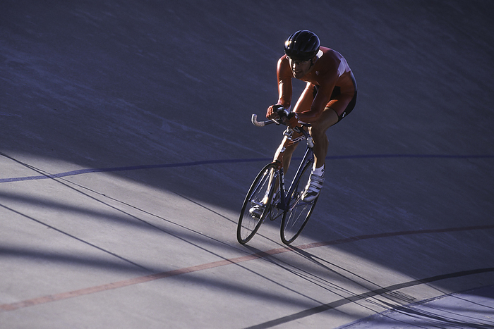 CYCLING   Velodrome Cycling Velodrome, Male cyclist competing on the velodrome., by Copyright 1995 DUOMO
