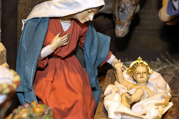 Christmas cot, Mary and baby Jesus Christmas cot, Mary and baby Jesus, by Zoonar Norman P. Kra