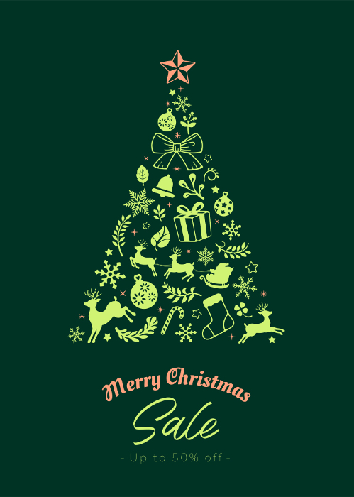 Christmas Sale Template Clipart/Christmas Tree Motif)