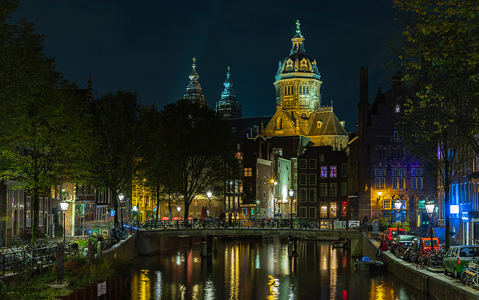 Red Light District and Basilica of Saint Nicholas br at Night Red Light District and Basilica of Saint Nicholas at Night, by Zoonar Bruno Coelho