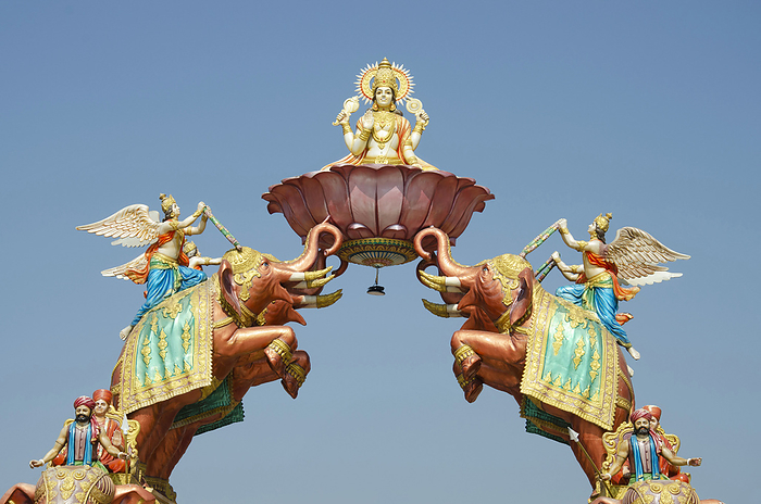 Gajalaxmi Statue at entrance gate of Nilkanthdham, Swaminarayan temple Poicha, Gujarat, India Gajalaxmi Statue at entrance gate of Nilkanthdham, Swaminarayan temple Poicha, Gujarat, India, by Zoonar RealityImages