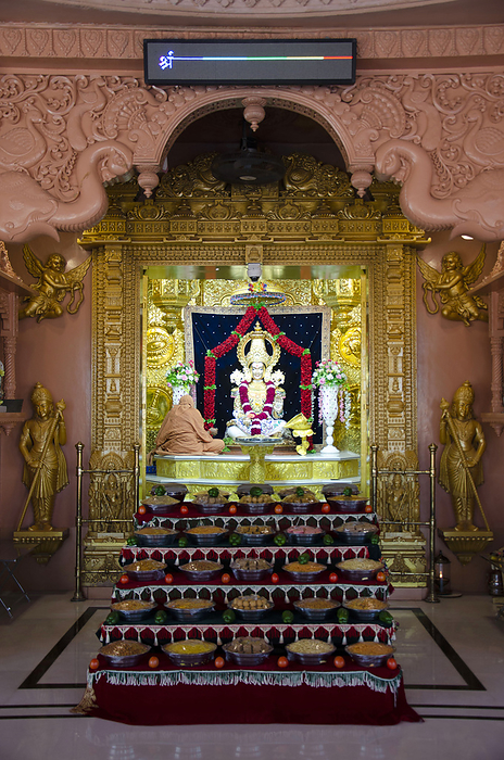 Lord Swaminarayan idol inside the temple at Swaminarayan temple, Nilkanthdham, Poicha, Gujarat, India Lord Swaminarayan idol inside the temple at Swaminarayan temple, Nilkanthdham, Poicha, Gujarat, India, by Zoonar RealityImages