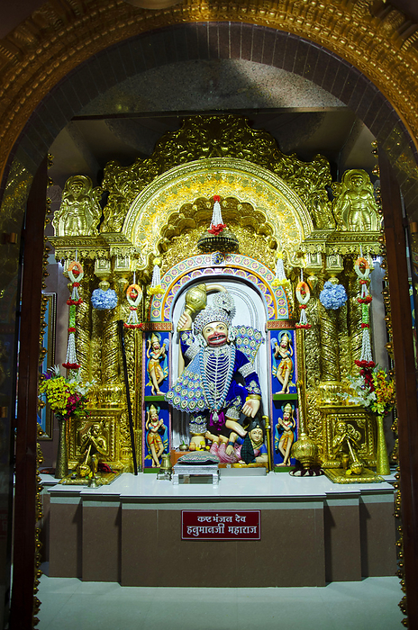 Lord Hanuman idol inside the temple at Swaminarayan temple, Nilkanthdham, Poicha, Gujarat, India Lord Hanuman idol inside the temple at Swaminarayan temple, Nilkanthdham, Poicha, Gujarat, India, by Zoonar RealityImages