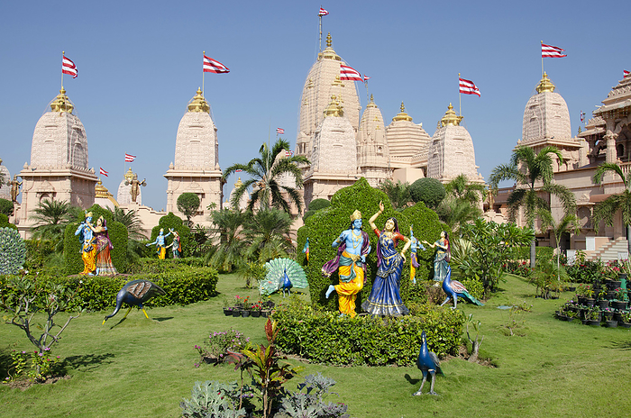 Radha and Krishna idols in different poses in garden of Nilkanthdham, Swaminarayan temple, Poicha, Gujarat, Radha and Krishna idols in different poses in garden of Nilkanthdham, Swaminarayan temple, Poicha, Gujarat,, by Zoonar RealityImages
