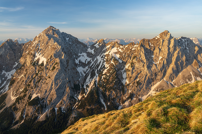 Mountain K llenspitze  Kellenspitze , Rote Fl h and Gimple in spring at sunrise. Tannheimer Tal Mountain K llenspitze  Kellenspitze , Rote Fl h and Gimple in spring at sunrise. Tannheimer Tal, by Zoonar Daniel Pahmei
