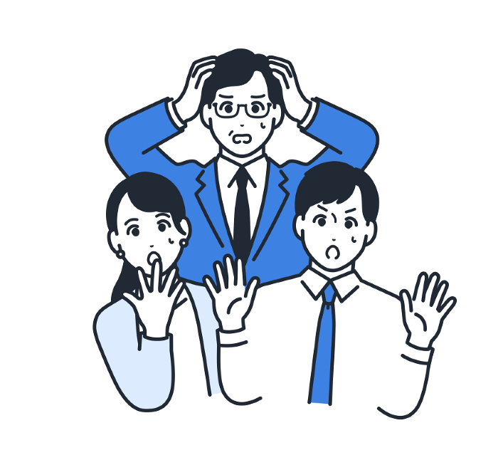 Simple vector illustration of three surprised business people.