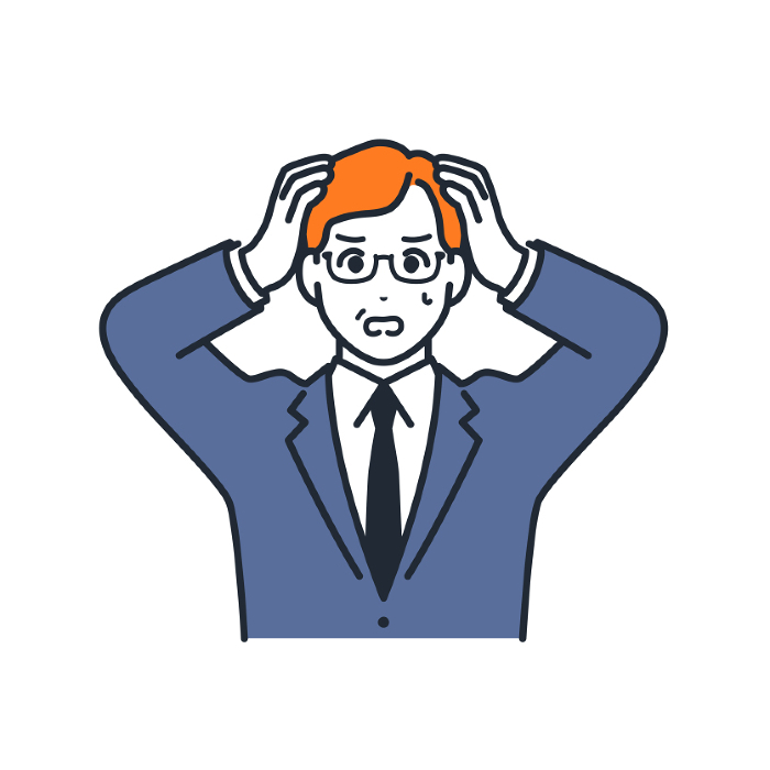 Simple vector illustration of a manager struggling with his head.