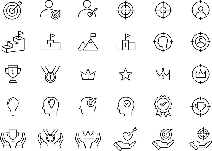 Business line drawing icon set