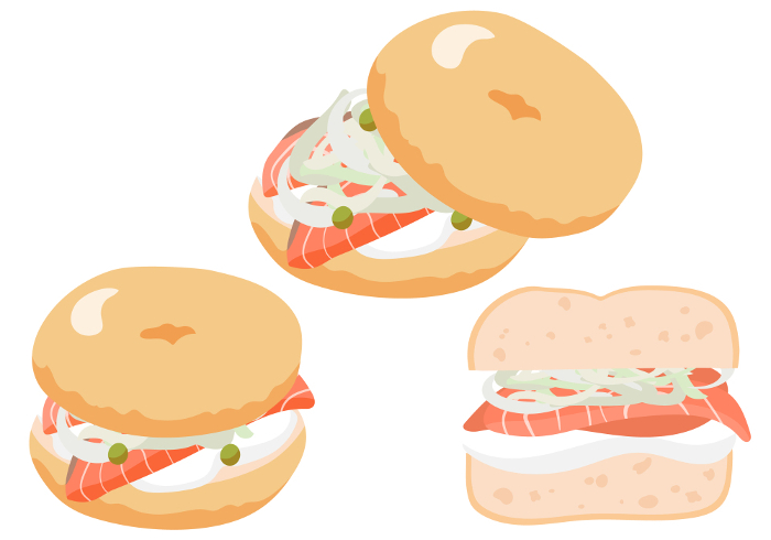 Bagel sandwich with salmon and cream cheese