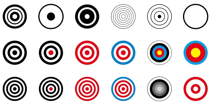 Vector illustration set of bow target, target