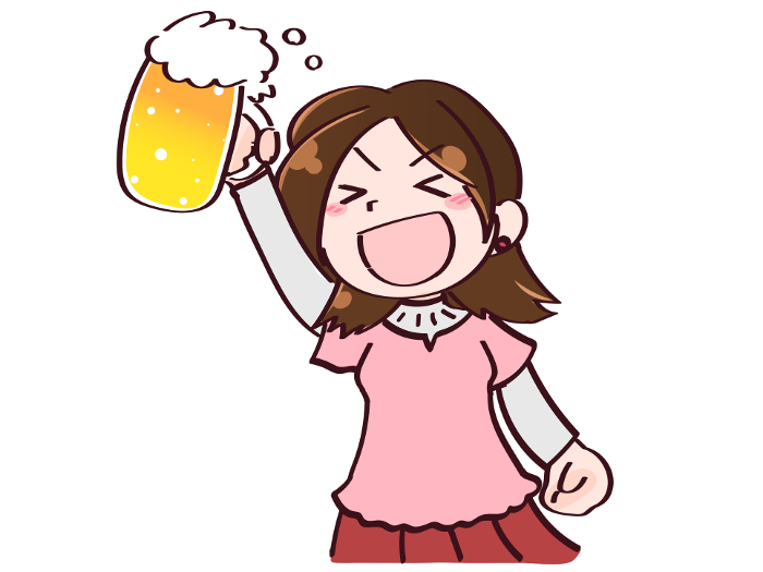 Young woman holding a beer glass with a smile Cheers 2