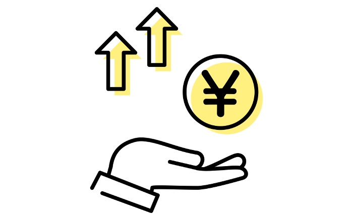 Icon of profitable investment in Japanese yen, simple line drawing illustration
