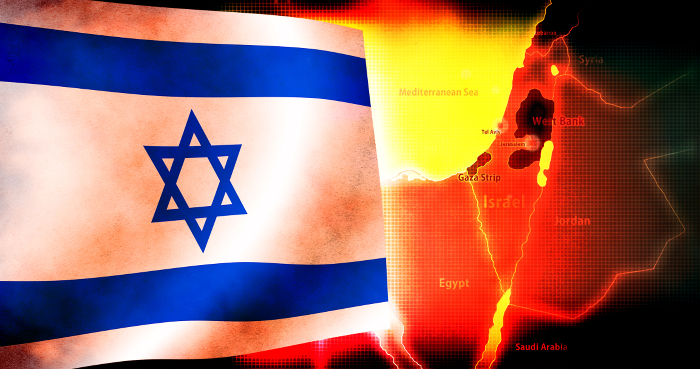 Palestinian Conflict banner illustration ( Israeli flag )