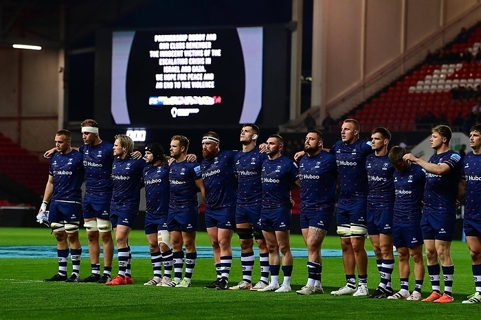 Bristol Bears v Leicester Tigers, Bristol, UK   23 Oct 2023 Both sides take part in a minute of reflection to remembers  Bristol Bears v Leicester Tigers, Bristol, UK   23 Oct 2023 Both sides take part in a minute of reflection to remembers the victims of the conflict in Israel and Gaza during the Gallagher Premiership Rugby Match between Bristol Bears and Leicester Tigers at Ashton Gate on 13 October 2023. Bristol Ashton Gate GBR Copyright: xTomxSandberg PPAUKx PPA 060795