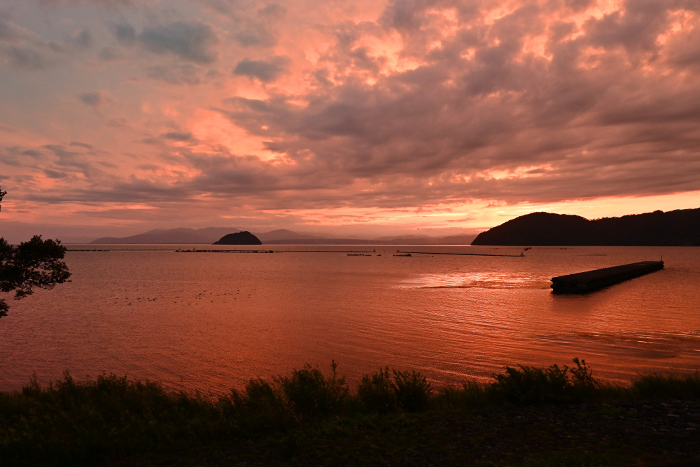 Fantastic evening view of Oku-Biwako and Chikubu Island in October