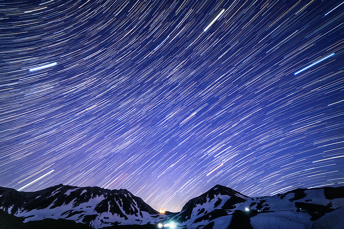 Starry Tateyama Mountain Range Toyama Prefecture Star trails by comparative brightness synthesis