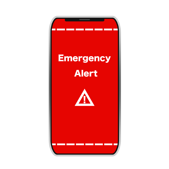 emergency alert Smartphone screen for emergency alert in English