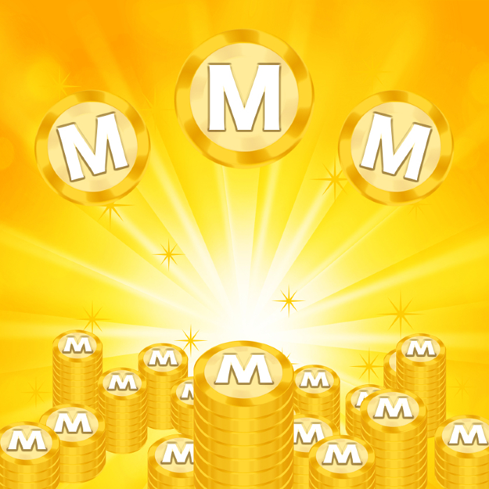 Earn miles, many coins accumulated.