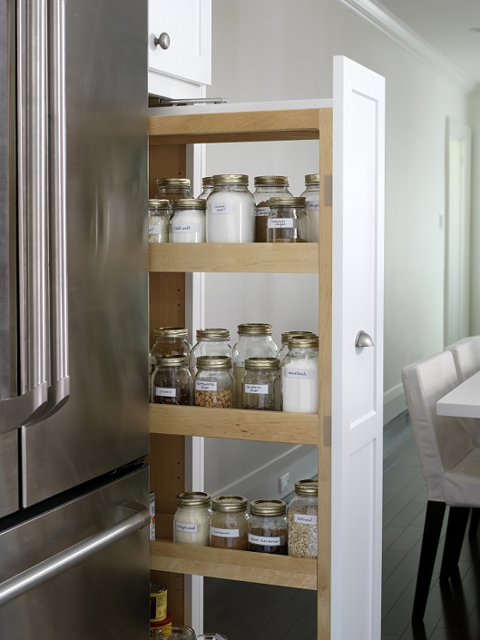 Slide out Kitchen Pantry with Labeled Jars, Toronto, Ontario, Canada