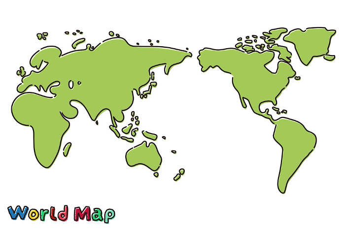 Rough hand-drawn world map