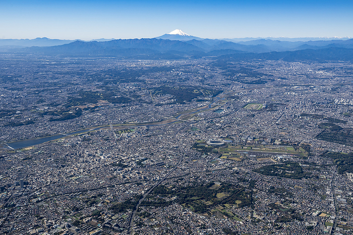 Aerial photography around Chofu, Chofu City, Tokyo