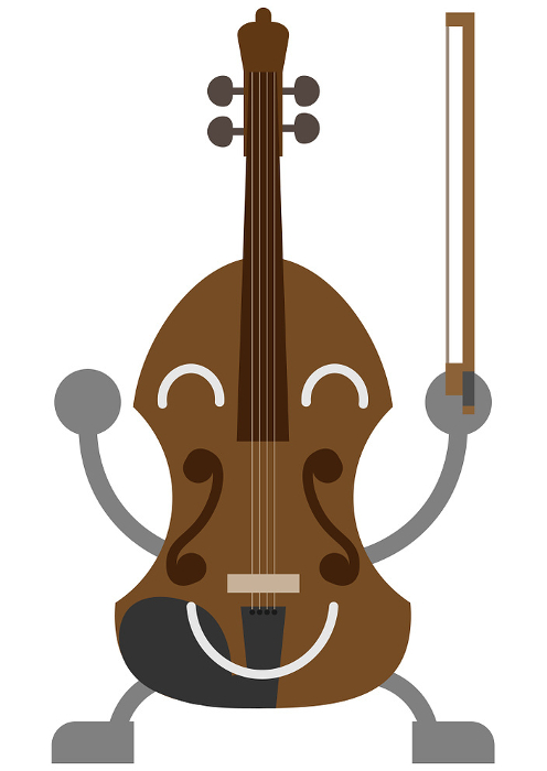 Clip art of violin character with cute smile