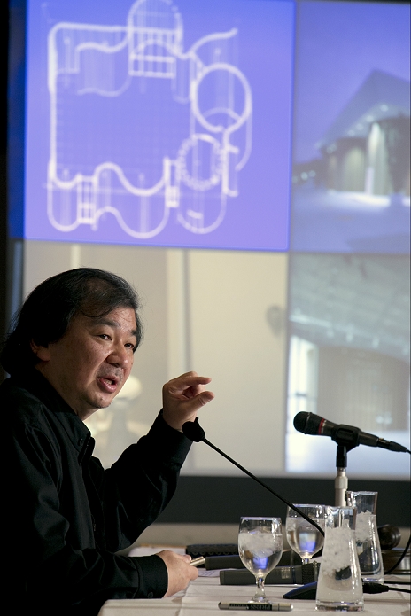 Pritzker Prize Winner Shigeru Ban Talks about the joy of receiving the award Tokyo, Japan   The winner of the  Pritzker Architecture Prize  the Japanese architect Shigeru Ban speaks about his job and explains what it means to him to win the prize this year at the Foreign Correspondents  Club of Japan  FCCJ  on April 2, 2014. Ban also designed recyclable shelters and community centers for those displaced by war and natural disasters, such as the disasters of Kobe Earthquake in 1995 and Super Typhoon Haiyan in the Philippines last year. The prize is also called the  Nobel Prize of architecture  and is considered one of the world s premier architecture prize. Ban is the 7th Japanese architect after Toyo Ito who won the last year.  Photo by Rodrigo Reyes Marin AFLO 